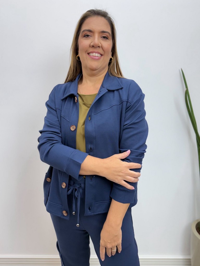 Jaqueta Isadora MALHA LEVEMENTE Encorpada azul jeans
