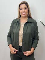 casaco LOurdes Malha levemente Encorpada verde militar