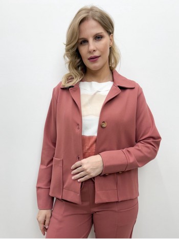 Casaco delva Malha Encorpada rosa antigo