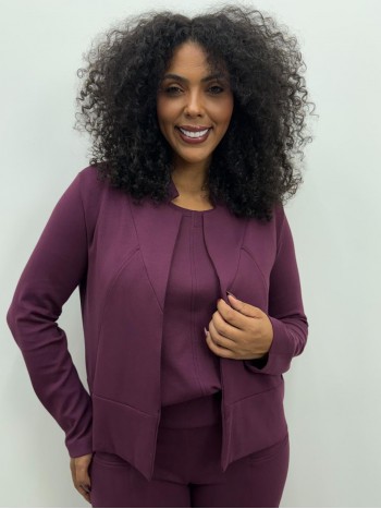 casaco Aurora MALHA LEVEMENTE Encorpada marsala