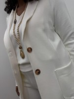 BLAZER DENISE MALHA LEVEMENTE ENCORPADA OFF-WHITE