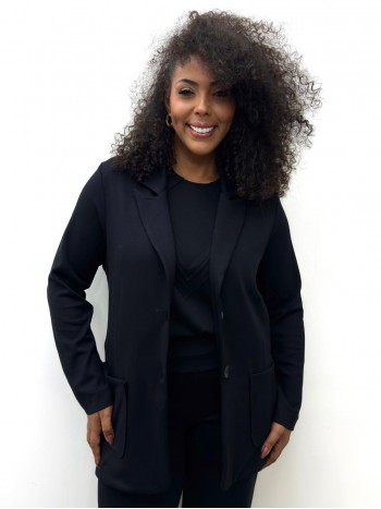 BLAZER DENISE MALHA LEVEMENTE ENCORPADA preto
