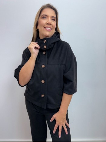 Casaco marluce suéde preto