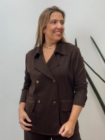 casaco cristina Malha levemente Encorpada marrom café
