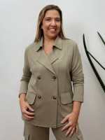 casaco cristina Malha levemente Encorpada verde oliva