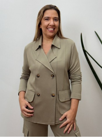 casaco cristina Malha levemente Encorpada verde oliva