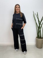 CONJUNTO moletinho c/ pesponto e friso preto