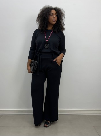 CONJUNTO saruel MALHA LEVEMENTE ENCORPADA PRETO