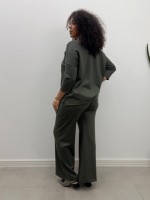 CONJUNTO saruel MALHA LEVEMENTE ENCORPADA VERDE MILITAR