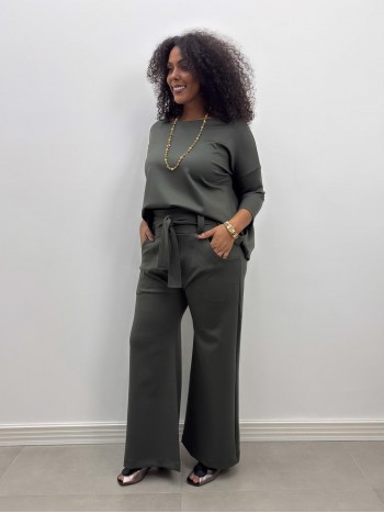 CONJUNTO saruel MALHA LEVEMENTE ENCORPADA VERDE MILITAR