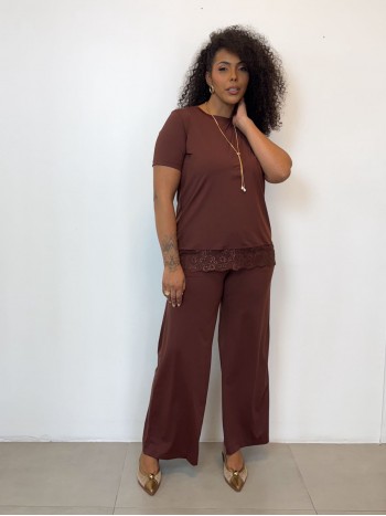 Conjunto FLUITY MARSALA C/ BARRADO EM RENDA 