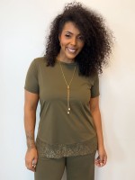 Conjunto FLUITY VERDE MILITAR C/ BARRADO EM RENDA 