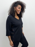 CONJUNTO malha levemente encorpada COM ILHÓS preto