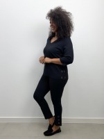 CONJUNTO malha levemente encorpada COM ILHÓS preto