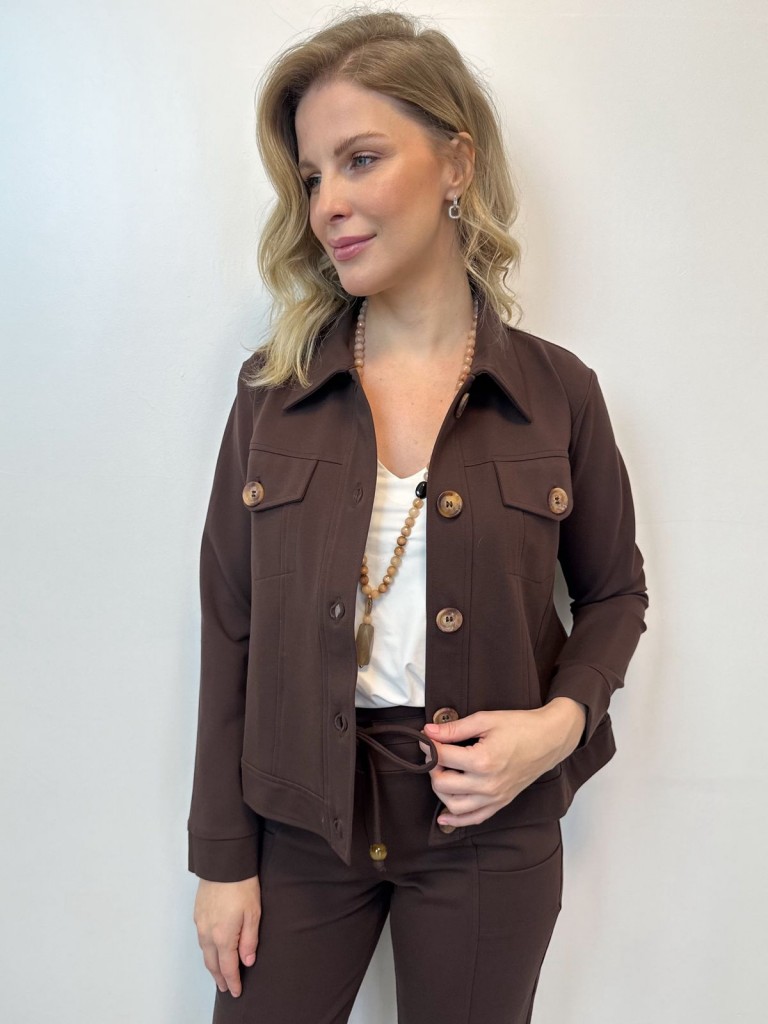 Jaqueta Marta Malha Encorpada MARROM CAFÉ