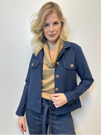 Jaqueta Dália Malha Encorpada malha jeans