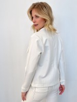 Jaqueta Dália Malha Encorpada off-white c/ Pesponto preto