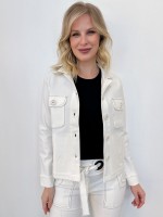 Jaqueta Dália Malha Encorpada off-white c/ Pesponto preto
