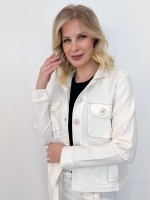 Jaqueta Dália Malha Encorpada off-white c/ Pesponto preto