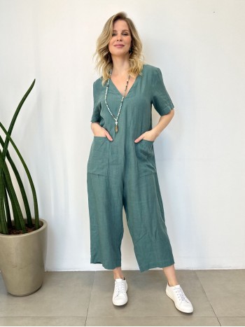 MACACÃO ESTELA em LINHO verde