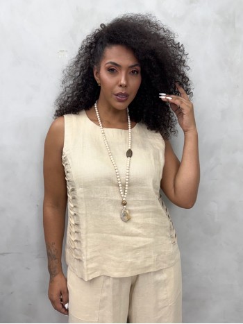 REGATA Nice em linho café c/ leite