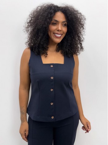 Regata Nina Malha encorpada marinho