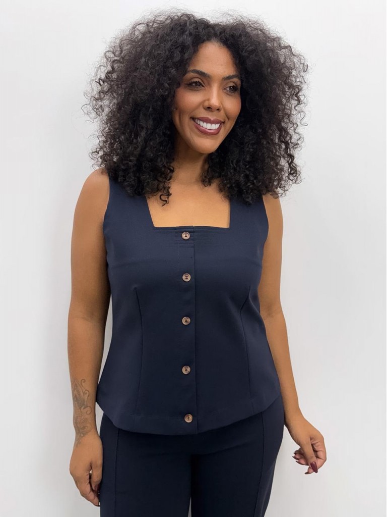 Regata Nina Malha encorpada marinho