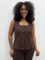 Regata Nina Malha encorpada marrom café
