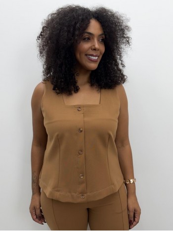 Regata Nina Malha encorpada castor