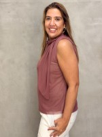 regata maiara EM TULE rosa antigo
