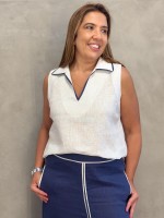 REGATA CREUZA em linho OFF-WHITE