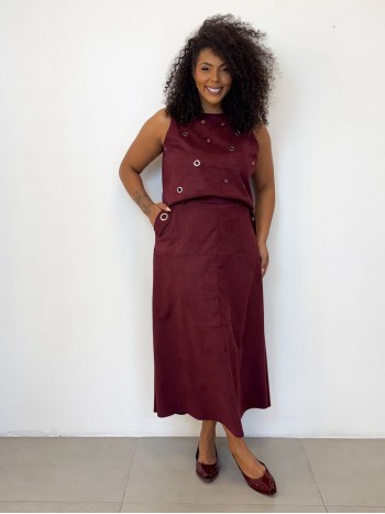 saia c/ ilhós suede