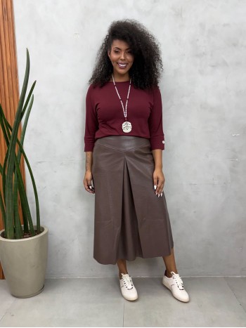 saia COURO ECO MARROM CAFÉ