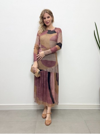 SAIA GLÁUCIA EM TULE ESTAMPADA