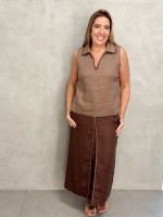 SAIA CREUZA em linho MARROM