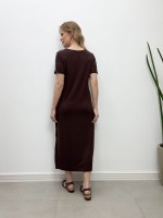VESTIDO PESPONTO MARROM CAFÉ