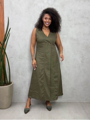 VESTIDO RAQUEL EM LINHO VERDE 