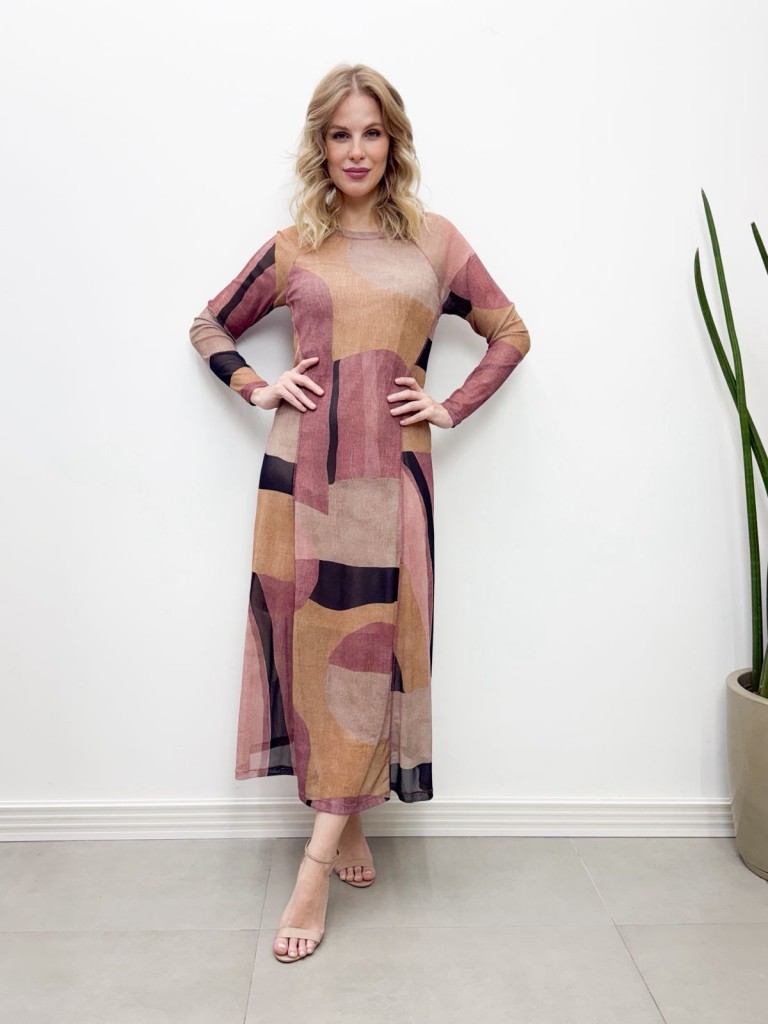 VESTIDO CARMO EM TULE ESTAMPADO