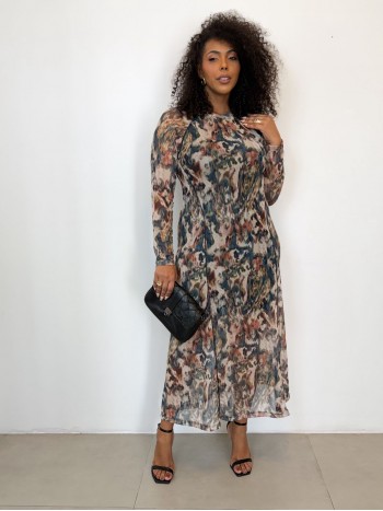 VESTIDO EM TULE ESTAMPADO