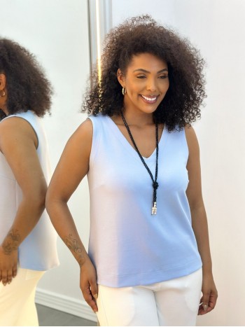 Regata Luciana Malha Levemente encorpada azul