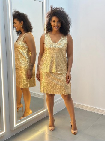 Shorts Saia PAETÊ dourado