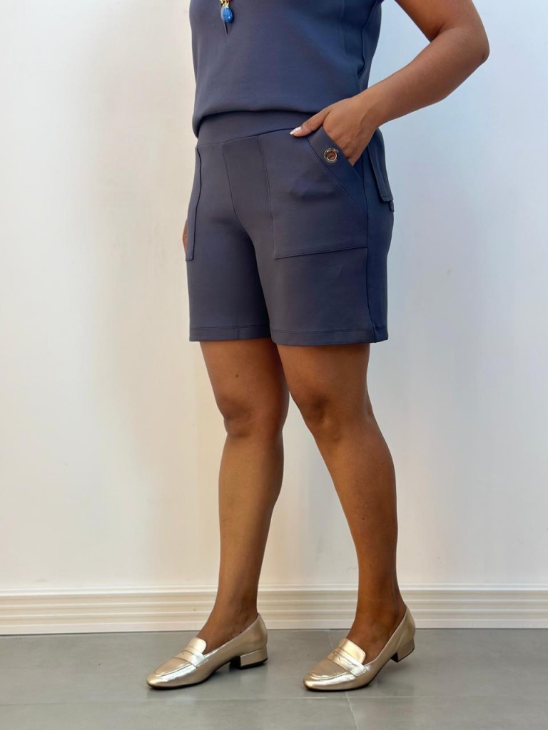 Bermuda Jéssica Malha Levemente encorpada cinza chumbo