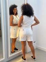 Bermuda Jéssica Malha Levemente encorpada off-white