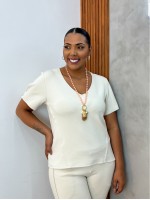 Blusa Silvia Malha Levemente encorpada gelo