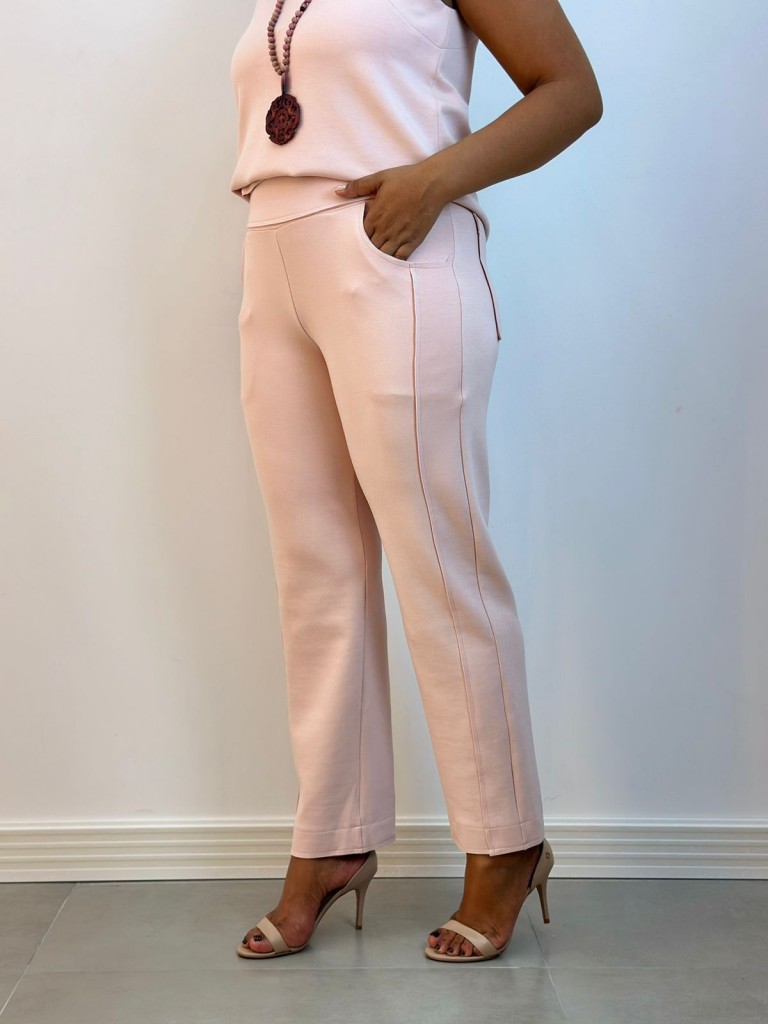 Calça Isa Malha Levemente ENCORPADA ROSA bebê