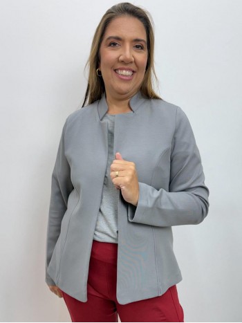 Casaco Carol Malha LEVEMENTE Encorpada cinza