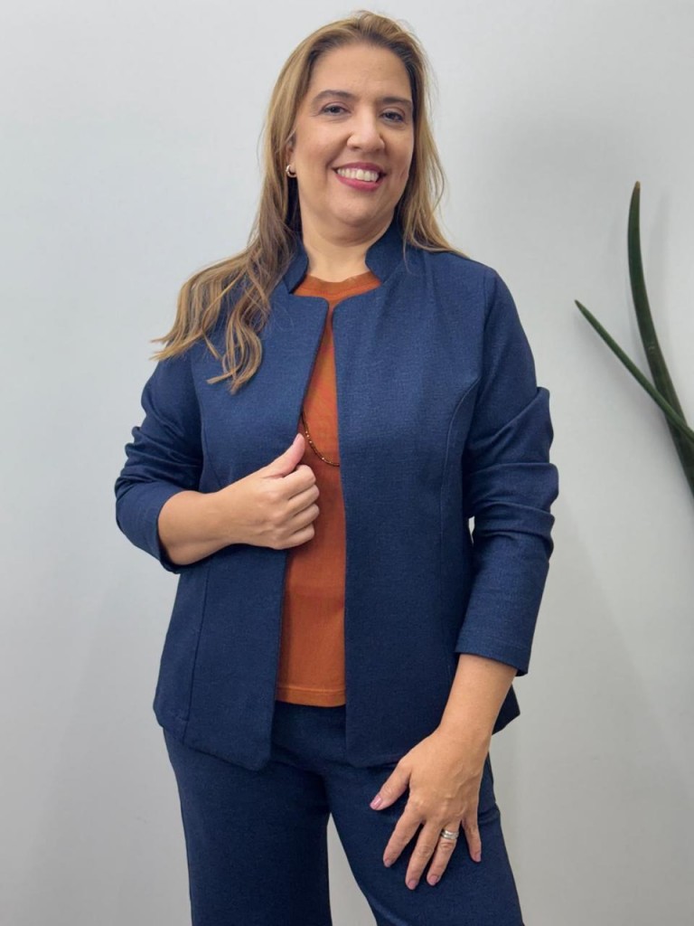 Casaco Carol Malha JEANS ENCORPADA