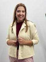 casaco LOurdes Malha levemente Encorpada creme